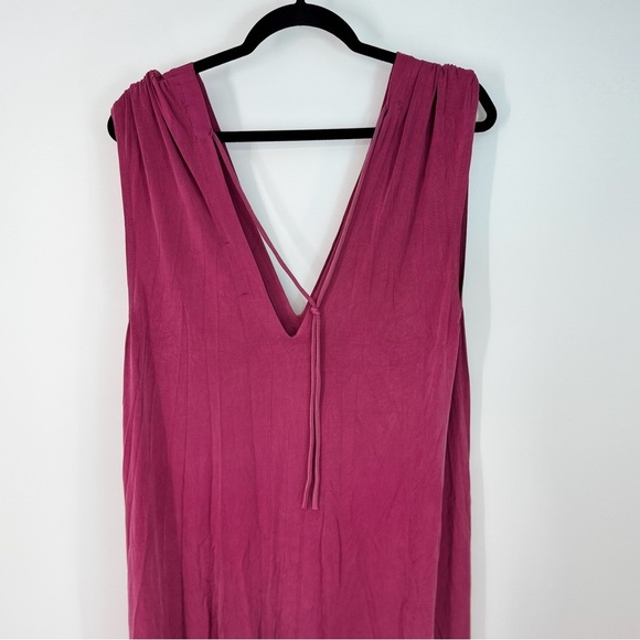 Eri + Ali Neck Tie V Neck Heavy Slinky Sharkbite Hem Capsule Shirt Dress - Picture 3 of 3